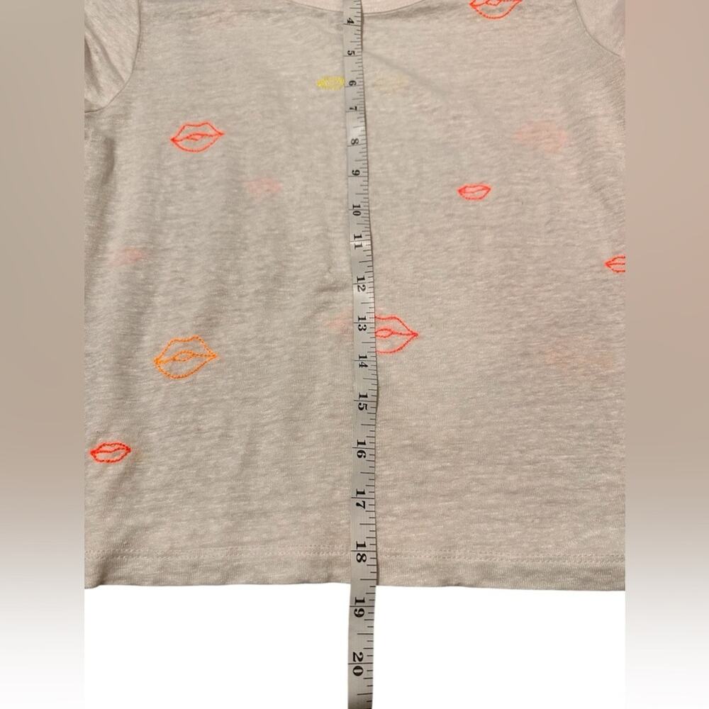 Chaser Neon Embroidered Lips Crop Top Tee, XS - Picture 6 of 7